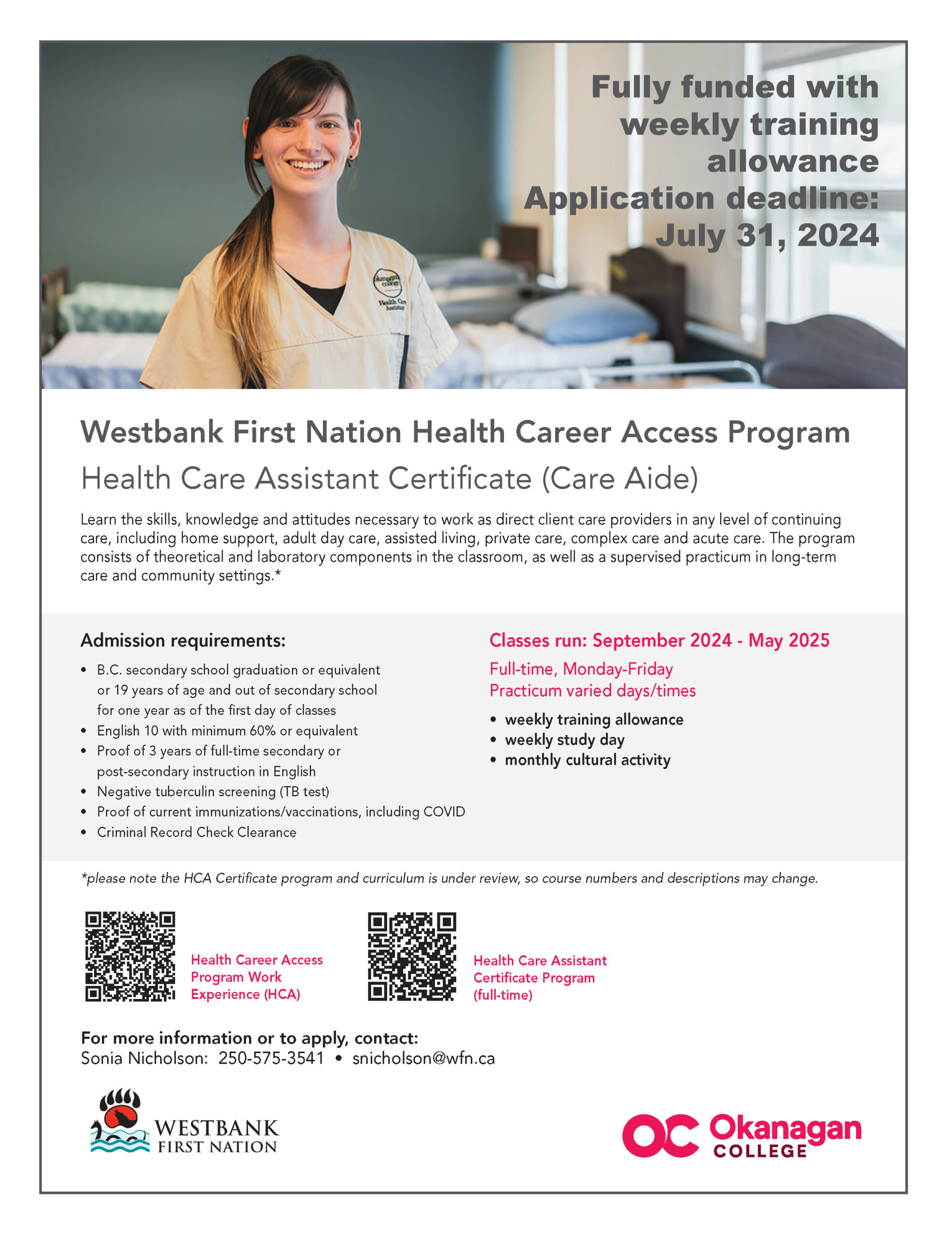 Health Care Assistant Certificate (Care Aide) program at Okanagan College