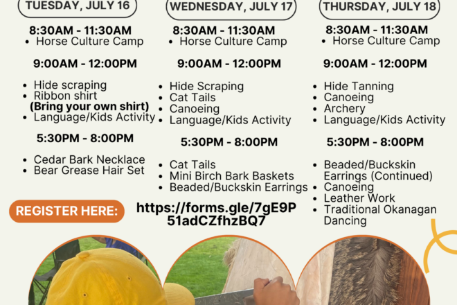 July Culture Camp registration – July 16, 17th & 18th at Komasket
