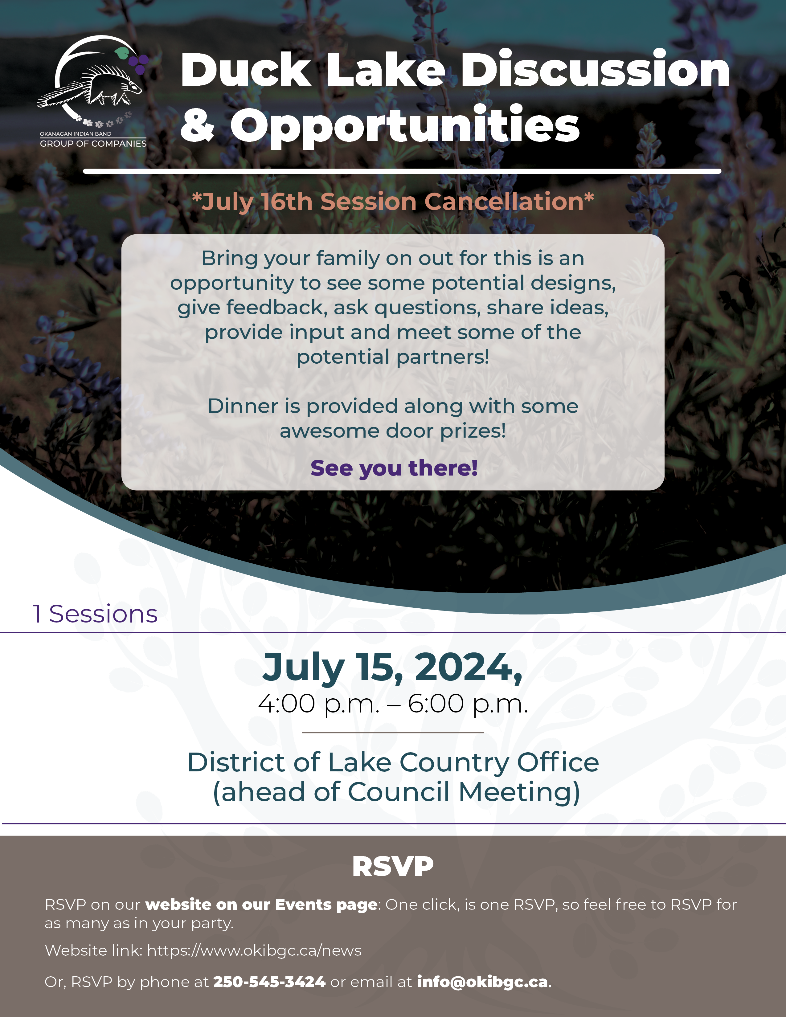 Duck Lake Development Community Information and Engagement – July 15th, 4-6pm