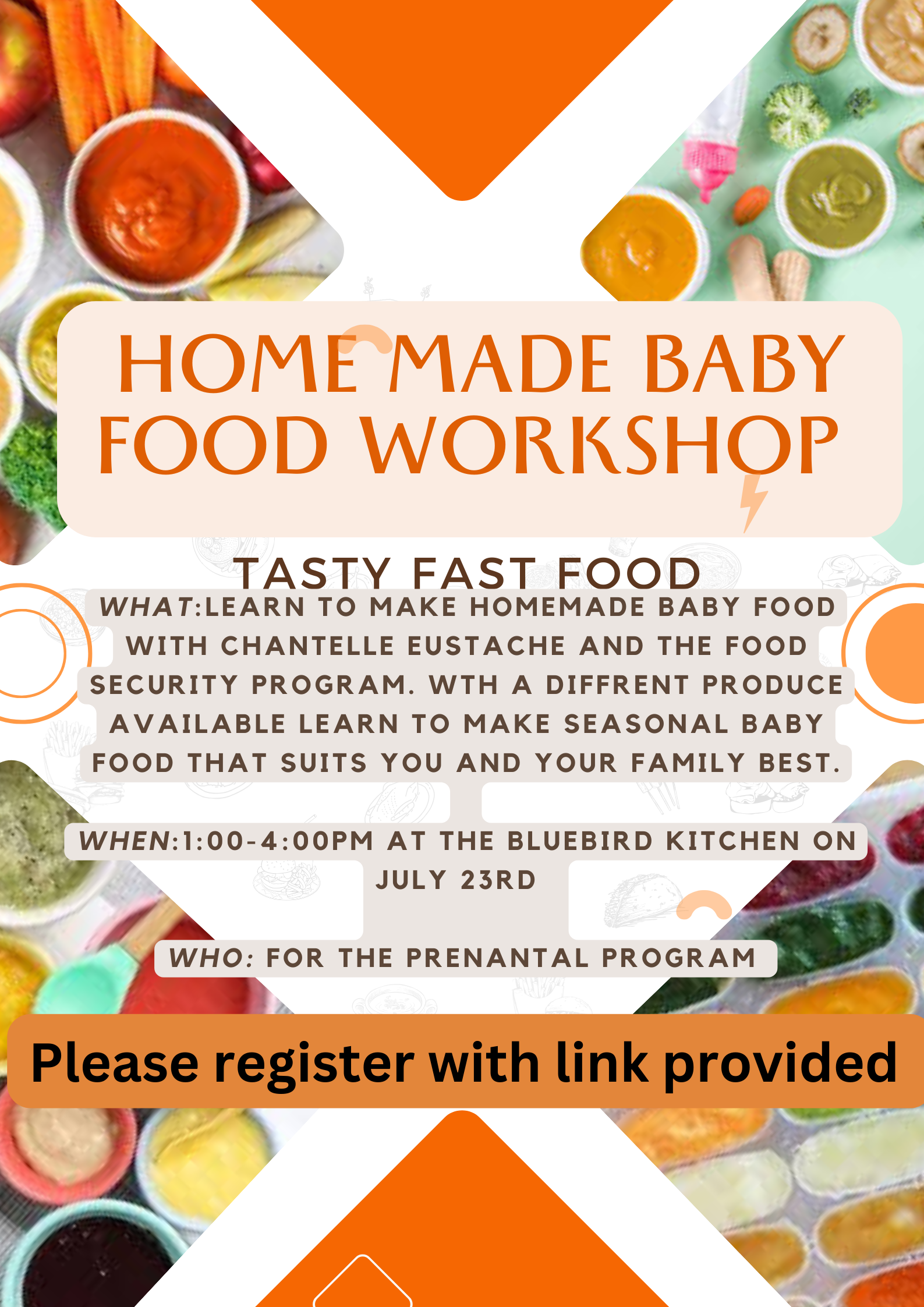 Prenatal program notice: Baby food making workshop