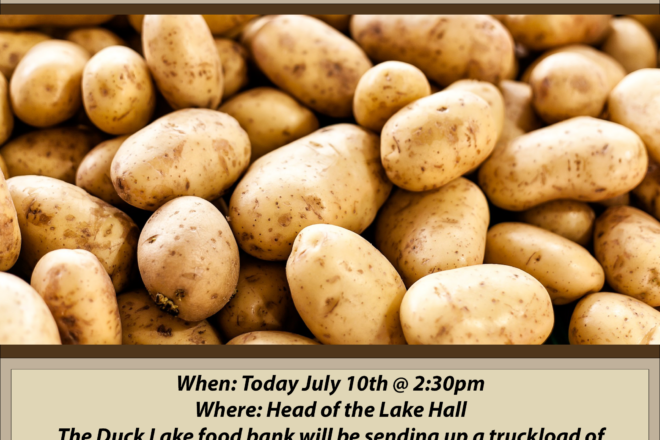 Free Potatoes! today at Head of the Lake HallWhen: Today July 10th @ 2:30pmWhere: Head of the Lake Hall