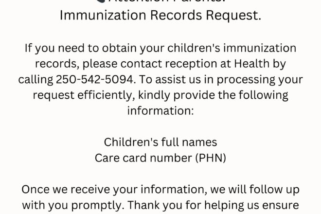 Immunization records request notice