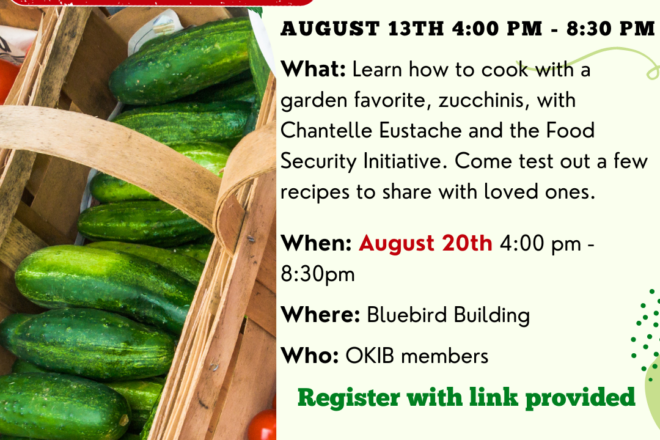 Zucchini Workshop has been rescheduled