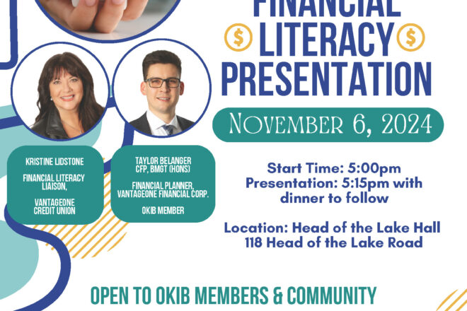 Financial Literacy Presentation – November 6th 5:00-6:00pm @ Head of the Lake Hall