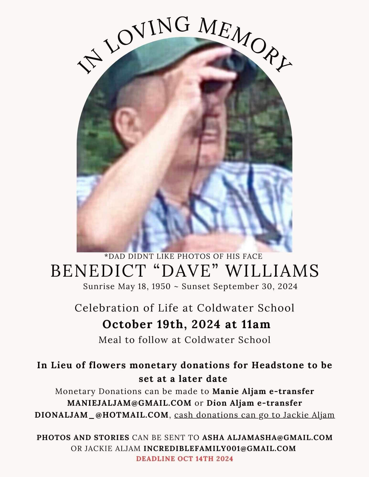 In Loving Memory of Benedict ‘Dave’ Williams