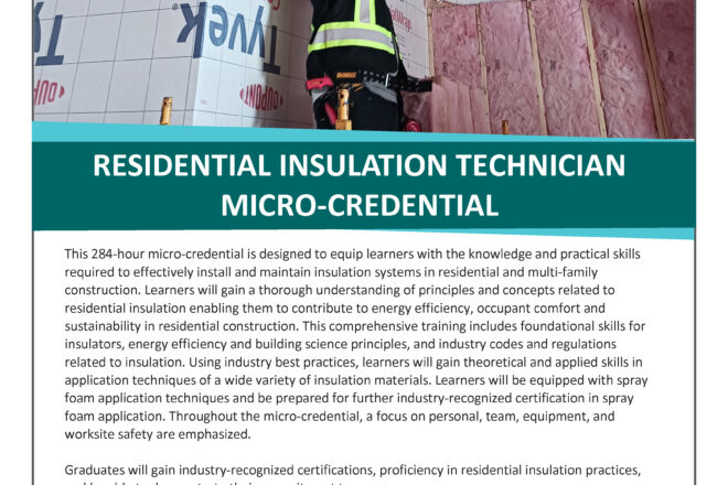 Residential Insulation Technician Micro-Certification course at Okanagan College