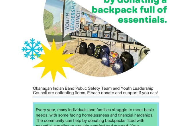 Backpacks for the homeless – Public Safety & OKIB Youth Leadership Council