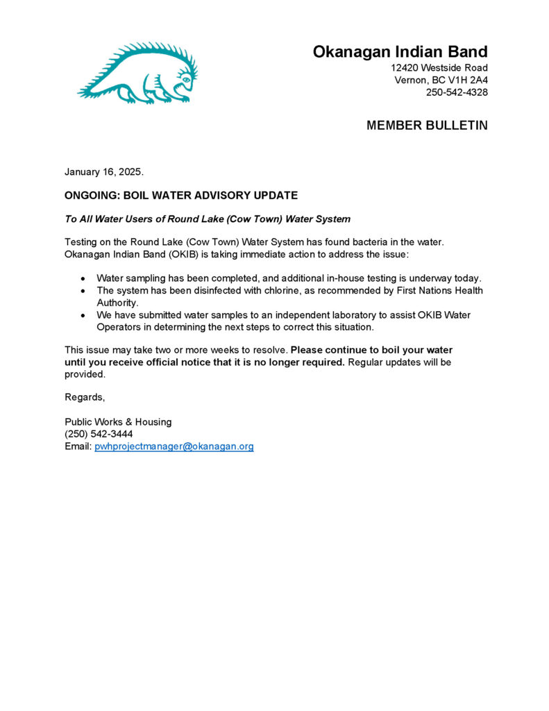 Ongoing Round Lake Cow Town Water System Boil Water Advisory Update