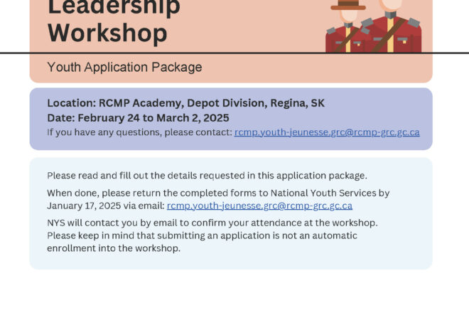 RCMP Youth Leadership Workshop  accepting applications