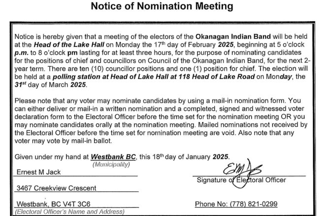 Nomination Meeting Notice